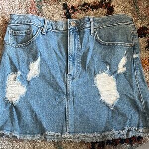 Denim Distressed Skirt